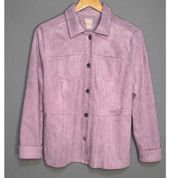 Chicos Faux Suede Peplum Lavender Jacket Size 0 - Picture 1 of 4